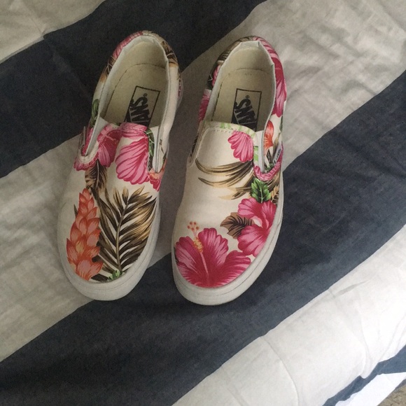 flower slip on vans